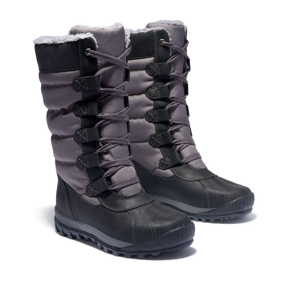 Timberland Womens Snow Boots Mt. Hayes Tall Waterproof - Black/Grey - India PS0638194